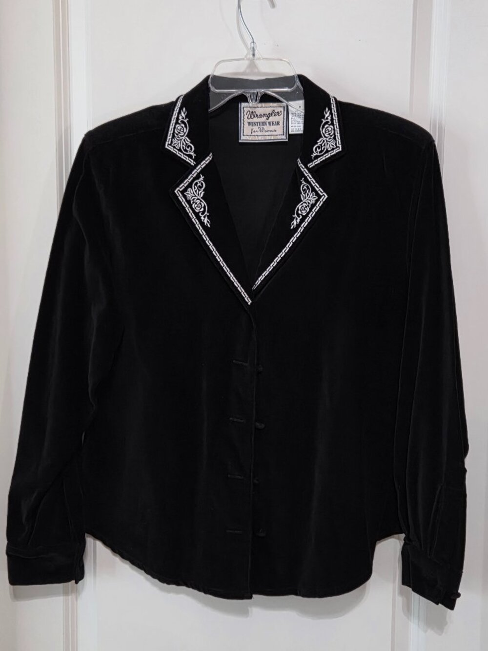 Wrangler Black Velvet Button Up Shirt, S